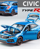 1:32 HONDA CIVIC TYPE-R Alloy Sports Car Model Diecast Metal Toy Vehicles Car Model Sound and Light Collection Children Toy Gift Blue B - IHavePaws