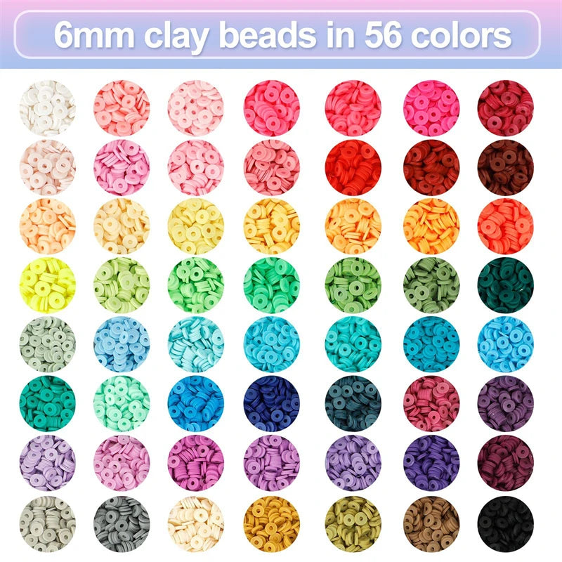 6MM Polymer Clay Flat Beads Set For Jewelry Making Accessories Kit Boho Clay Chips Beads For Bracelet Making Set Children Gifts - IHavePaws