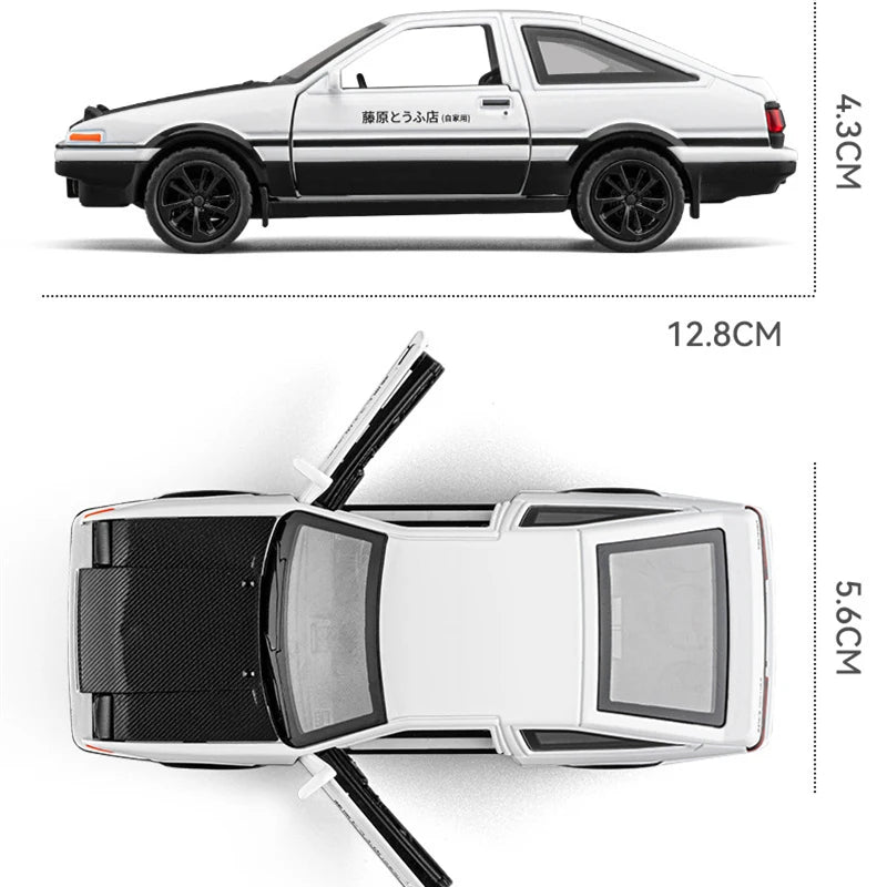 1:36 Movie Car INITIAL D AE86 Alloy Sports Car Model Diecast & Toy Vehicles Metal Racing Car Model Sound and Light Kids Toy Gift