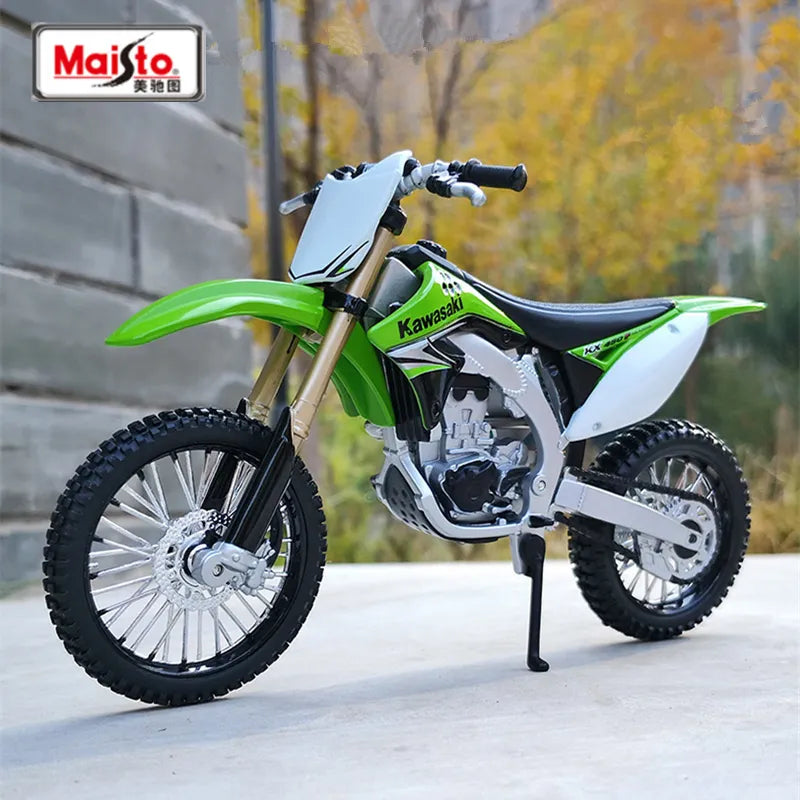 Maisto 1:12 Kawasaki KX450F Alloy Race Motorcycle Model Simulation Metal Street Cross-country Sports Motorcycle Model Green - IHavePaws