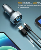 54W USB Car Charger Quick Charge 3.0 Fast Charging Type C QC PD3.0 Mobile Phone Charger Adapter For iPhone Xiaomi Samsung Huawei