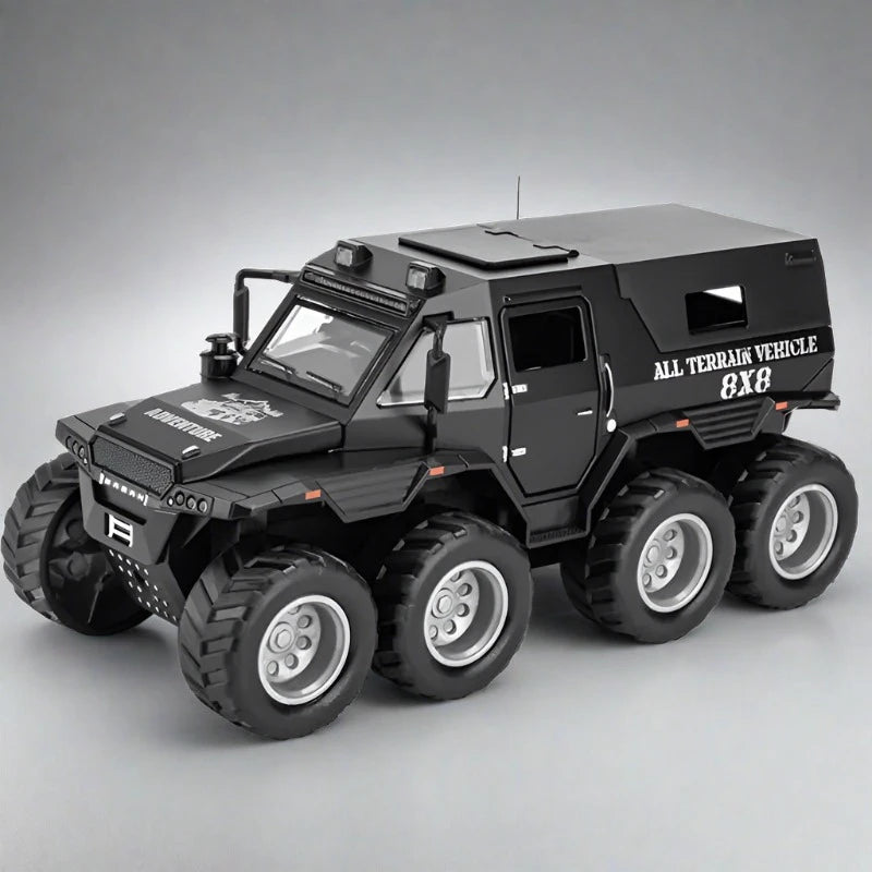 1:32 Siberia Conqueror Shaman Alloy Armored Car Model Diecast Toy All Terrain Off-road Vehicles Car Model Sound Light Kids Gifts Black - IHavePaws