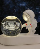 Creative Astronaut Starry Sky Walking Night Light Carved Crystal Ball Luminous Base Decoration A - IHavePaws