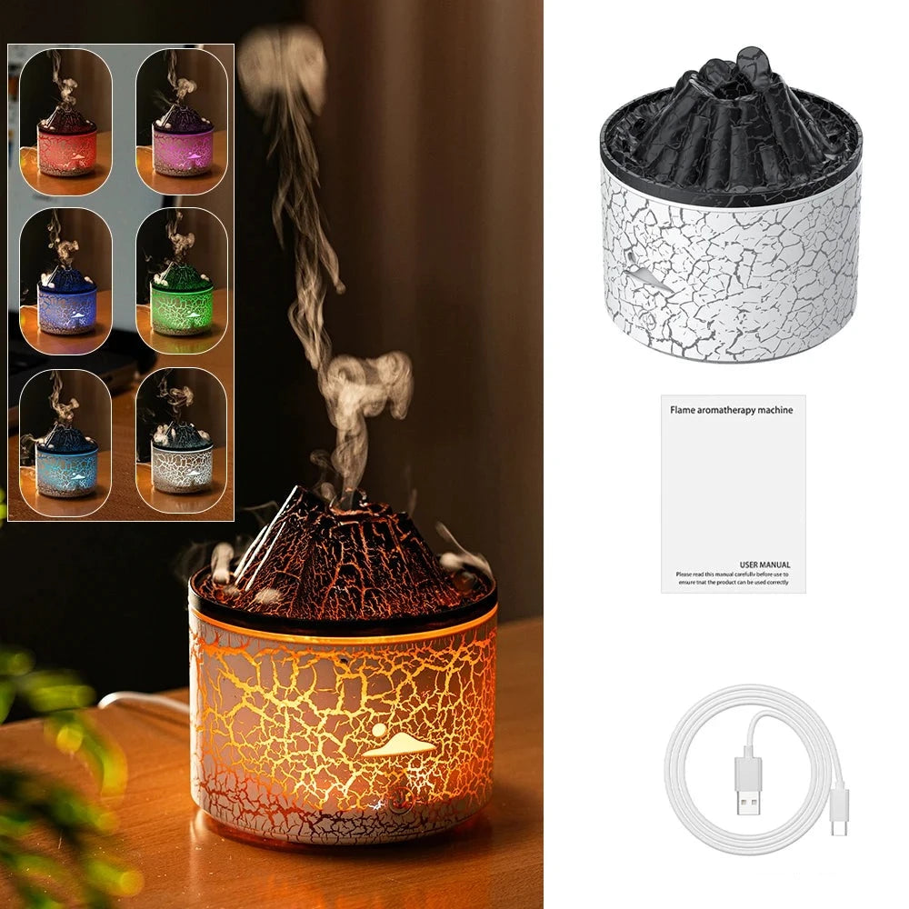 Volcanic Humidifier Flame Aroma Diffuser White (7 colors 180ml) - IHavePaws