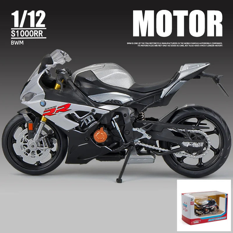 1:12 BMW R1250GS Alloy Racing Motorcycle Model Diecast S1000 gray with box - IHavePaws
