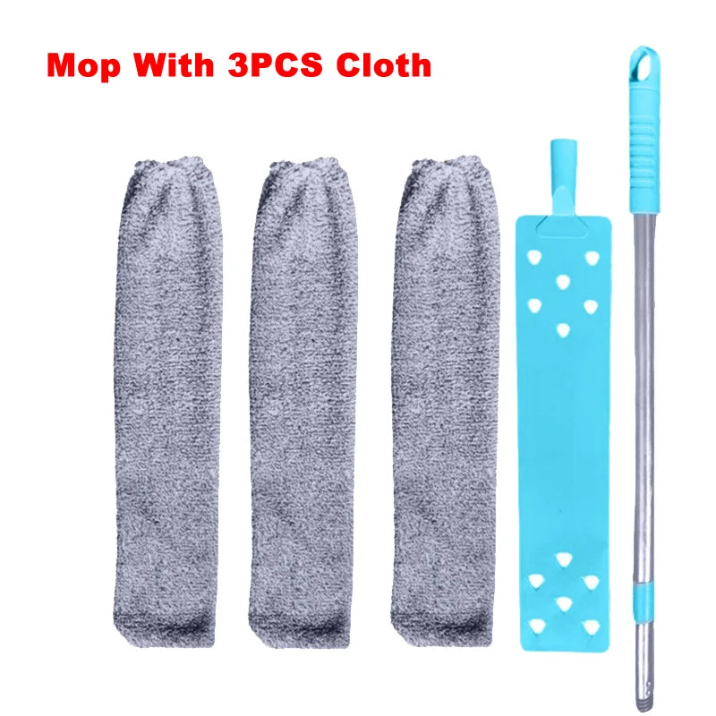 Long Handle Mop Telescopic Duster Brush Gap Dust Cleaner Bedside Sofa Brush For Cleaning Dust Removal BrushesHome Cleaning Tool Mop With 3PCS Cloth - IHavePaws