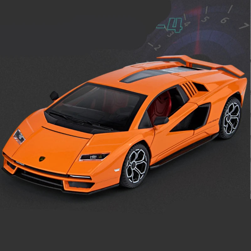 1:24 Countach LPI800-4 Alloy Sports Car Model Diecasts & Toy Vehicles Metal Race Car Model Simulation Sound and Light Kids Gifts Orange - IHavePaws