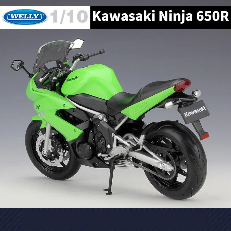 WELLY 1:10 Kawasaki Ninja 650R Alloy Motorcycle Model Diecast Metal Street Racing Motorcycle Model Collection Childrens Toy Gift