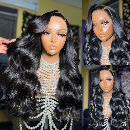 13x4 13x6 Body Wave Transparent Lace Front Wigs Brazilian Human Hair Cheap Hair No Glue 4x4 Lace Closure Wig 180% Density