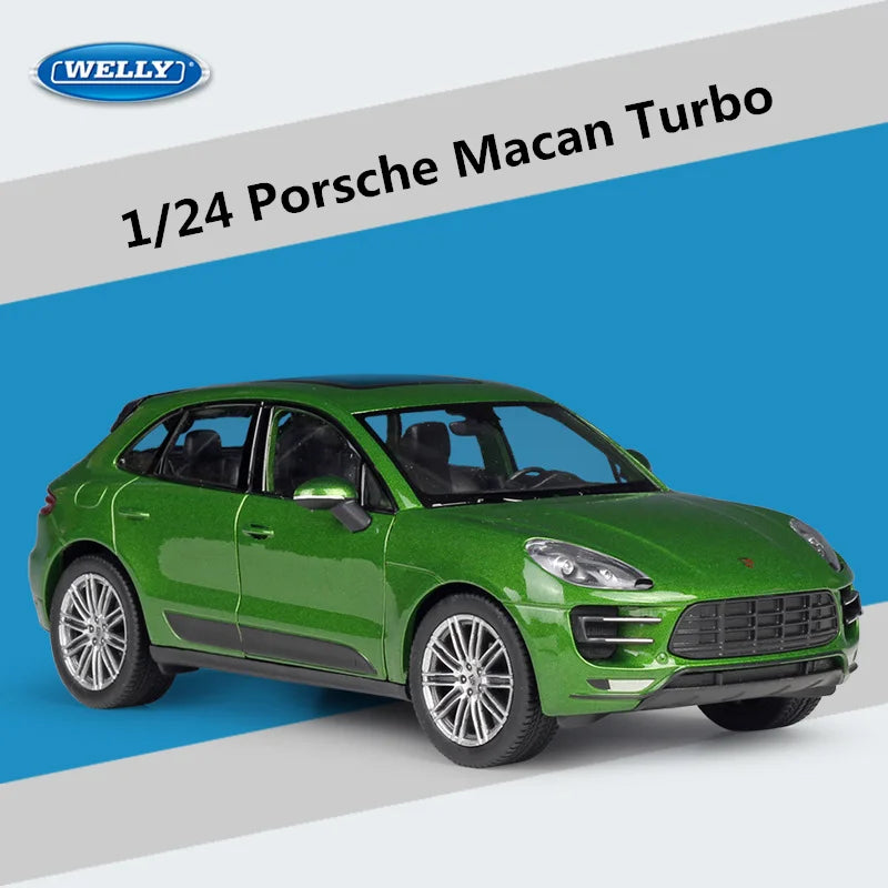 WELLY 1:24 Porsche Macan Turbo SUV Alloy Car Model Diecast Metal Vehicles Car Model High Simulation Collection Children Toy Gift Green - IHavePaws