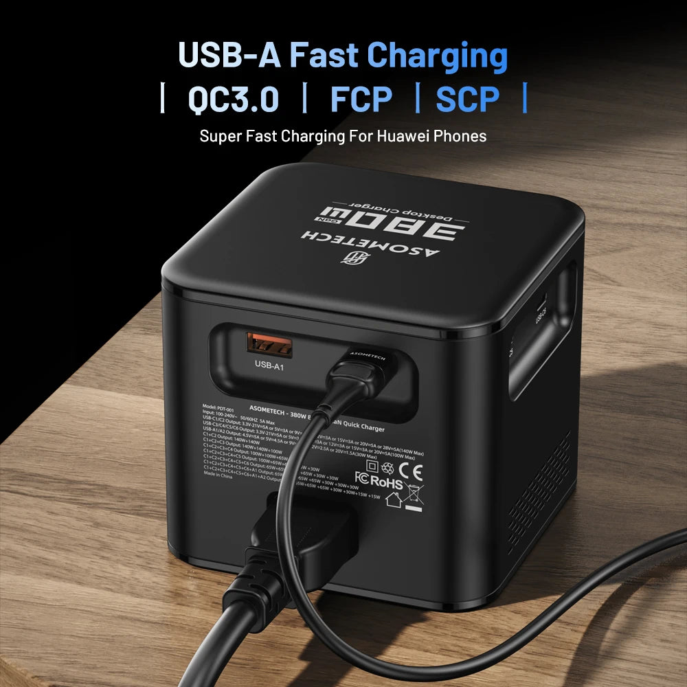380W USB C GaN Charger PD3.1 140W Fast Charging Station Multi Ports QC4.0 PPS Fast Charger for IPhone MacBook Pro Samsung Laptop