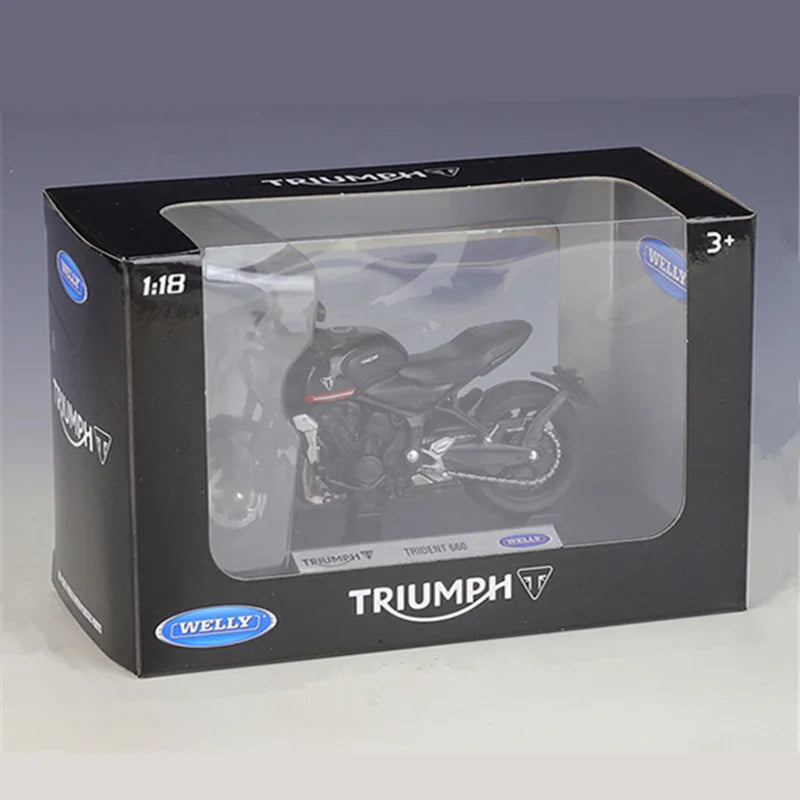 WELLY 1:18 Triumph Trident 660 Alloy Sports Motorcycle Scale Model Diecast - IHavePaws