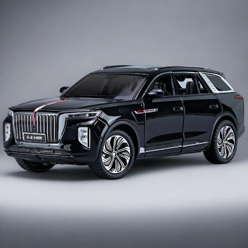 1/24 HONGQI E-HS9 SUV Alloy New Energy Car Model Diecast Metal Toy Vehicles Car Model High Simulation Sound and Light Kids Gifts Black - IHavePaws