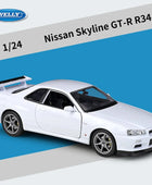 Welly 1:24 Nissan Skyline GTR R34 Alloy Sports Car Model Simulation Diecast Metal Racing Car Model Collection Childrens Toy Gift White - IHavePaws