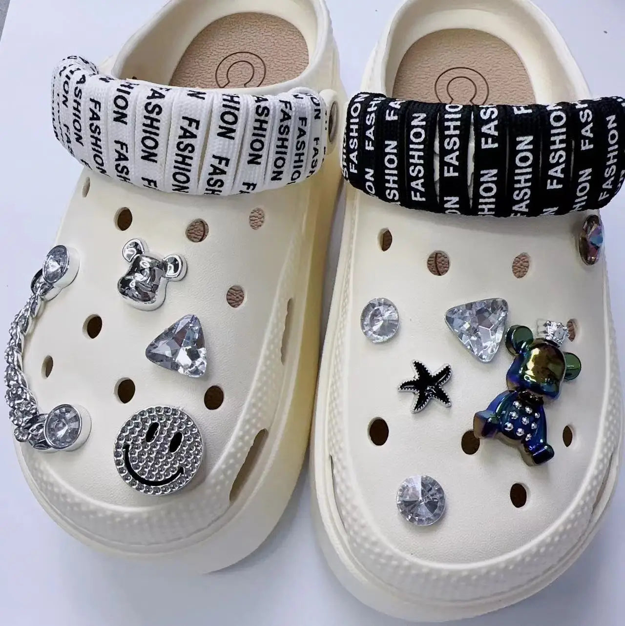 Shoe Charms for Crocs DIY Cute 3D Bear Chain Detachable Decoration Buckle for Croc Shoe Charm Accessories Kids Party Girls Gift B - IHavePaws