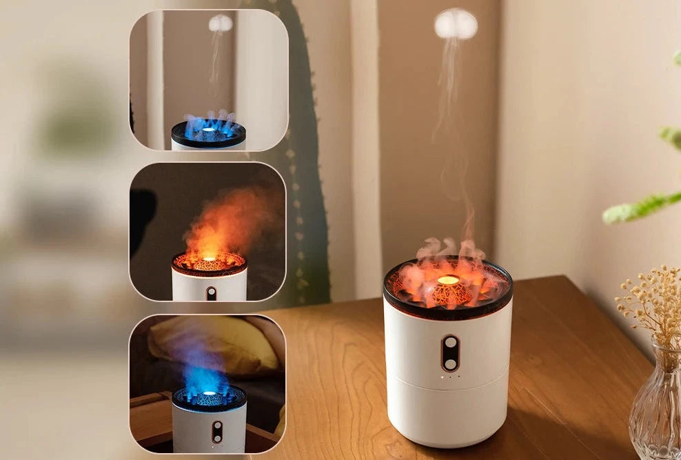 Volcanic Humidifier Flame Aroma Diffuser White (2 colors 450ml) - IHavePaws