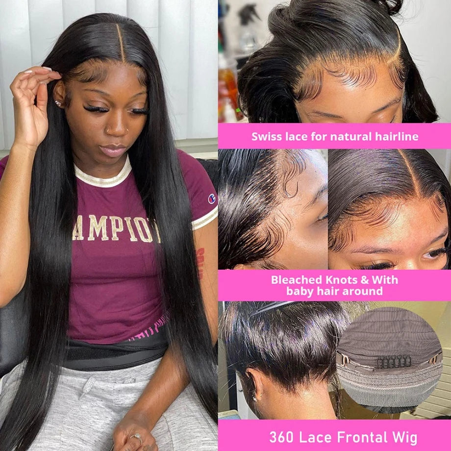 Straight 13x4 13x6 Lace Front Human Hair Wigs Brazilian Bone Straight Lace Frontal Wigs With Baby Hair PrePlucked Wig Remy Hair