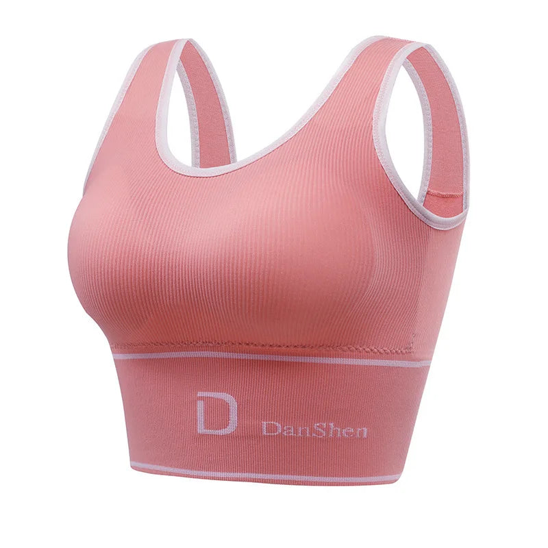 D-Shaped Underwear Women's bra Seamless Deep U-Shaped Back-Shaping Tube Top Yoga Sports Bra Without Steel Ring All-Match Base Pink / Plus size (61-85kg) - IHavePaws