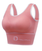 D-Shaped Underwear Women's bra Seamless Deep U-Shaped Back-Shaping Tube Top Yoga Sports Bra Without Steel Ring All-Match Base Pink / Plus size (61-85kg) - IHavePaws