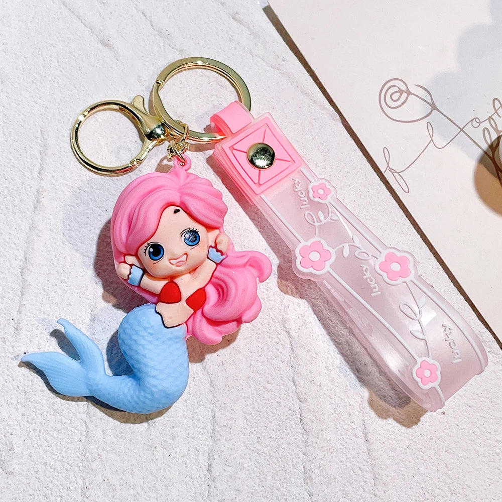 New cartoon mermaid keychain three-dimensional mermaid princess girl keychain bag pendant Style 3 - ihavepaws.com