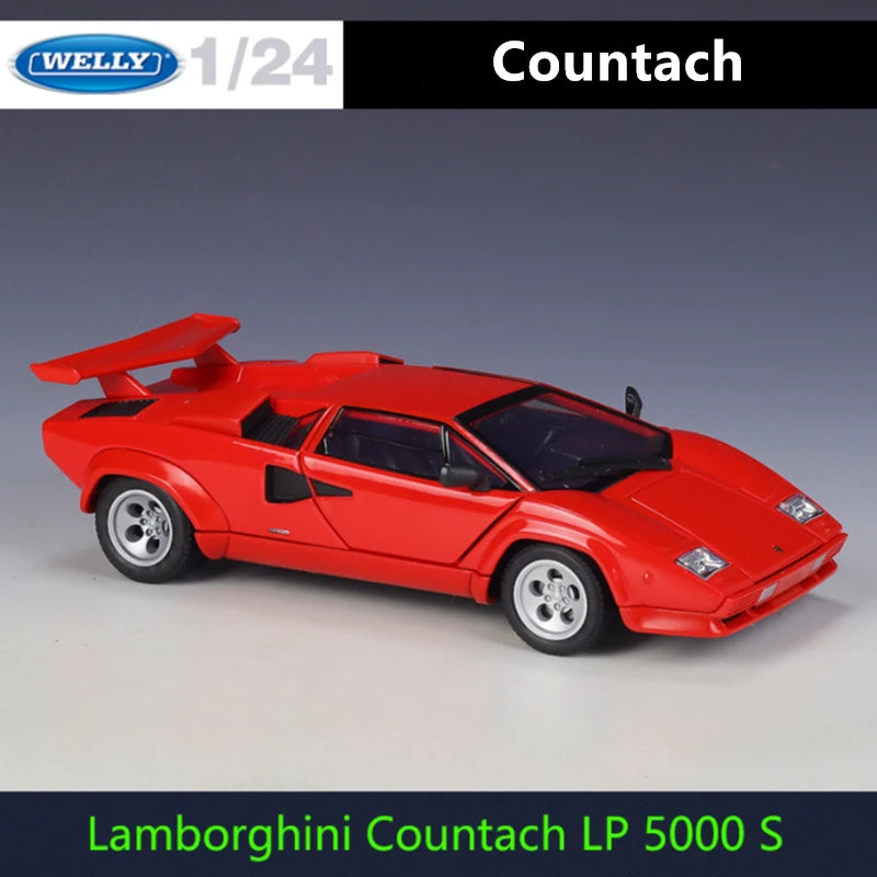 Welly 1:24 Lamborghini Countach LP5000s Alloy Sports Car Model Diecasts Metal Race Car Model Simulation Collection Kids Toy Gift Red - IHavePaws