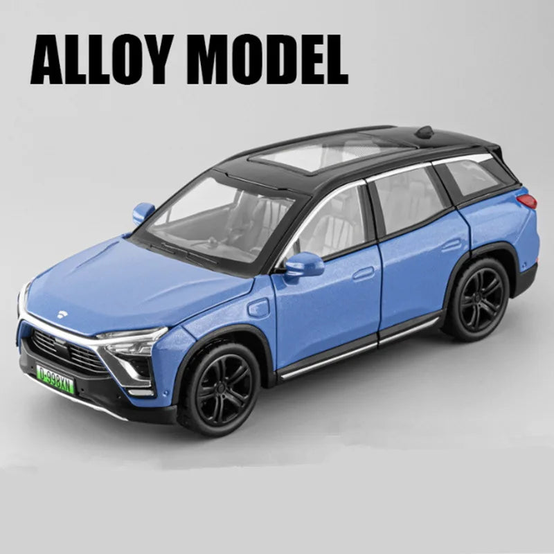 1:32 NIO ES8 SUV Alloy New Energy Car Model Diecasts Metal Toy Charging Vehicles Car Model Simulation Sound and Light Kids Gifts Blue - IHavePaws