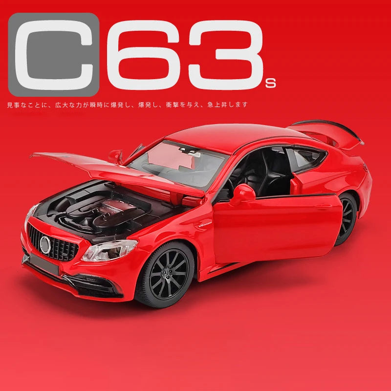 1:32 C63S Coupe Alloy Sports Car Model Diecast Metal Toy Vehicles Car Model Collection High Simulation Sound and Light Kids Gift 1 32 Red 1 - IHavePaws