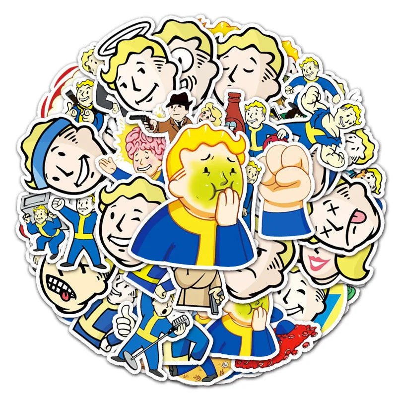 Cartoon Anime Game Fallout Stickers for Laptop Suitcase Stationery Waterproof Decals Album Graffiti Kids Toys Gifts 50Pcs - IHavePaws