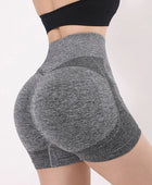 New Seamless Tie Dye Push Up Yoga Shorts For Women High Waist Summer Fitness Workout Running Cycling Sports Gym Shorts Mujer Solid Gray / L - ihavepaws.com