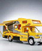 1:28 Alloy Luxury RV Caravan Vehicles Car Model Diecast Metal Camper Van Motorhome Touring Car Model Sound Light Kids Toys Gifts Yellow - IHavePaws