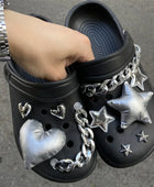 Y2K Shoe Charms for Crocs DIY Silver Five-pointed Star Decoration Buckle for Croc Shoe Charm Accessories Kids Party Girls Gift - IHavePaws