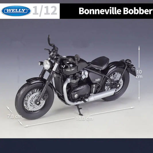 WELLY 1:12 Triumph Bonneville Bobber Alloy Racing Motorcycle Scale Model Simulation Diecast - IHavePaws