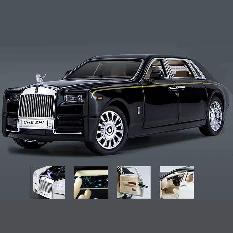 1:24 Rolls-Royce Phantom Alloy Car Model Diecasts & Toy Vehicles Metal Toy Car Model Simulation Sound Light Collection Kids Gift Black - IHavePaws