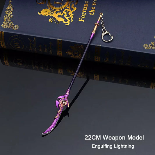 22CM Genshin Impact Weapon Models Peripherals Metal Replica Miniature Decoration Beelzebul Engulfing Lightning Keychain Pendant - IHavePaws