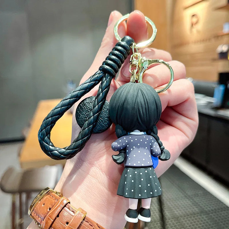 American Drama Character Wednesday Adams Keychain Charm Cute Girl's Car Key chain Pendant Schoolbag ornament Gift For Classmate - ihavepaws.com