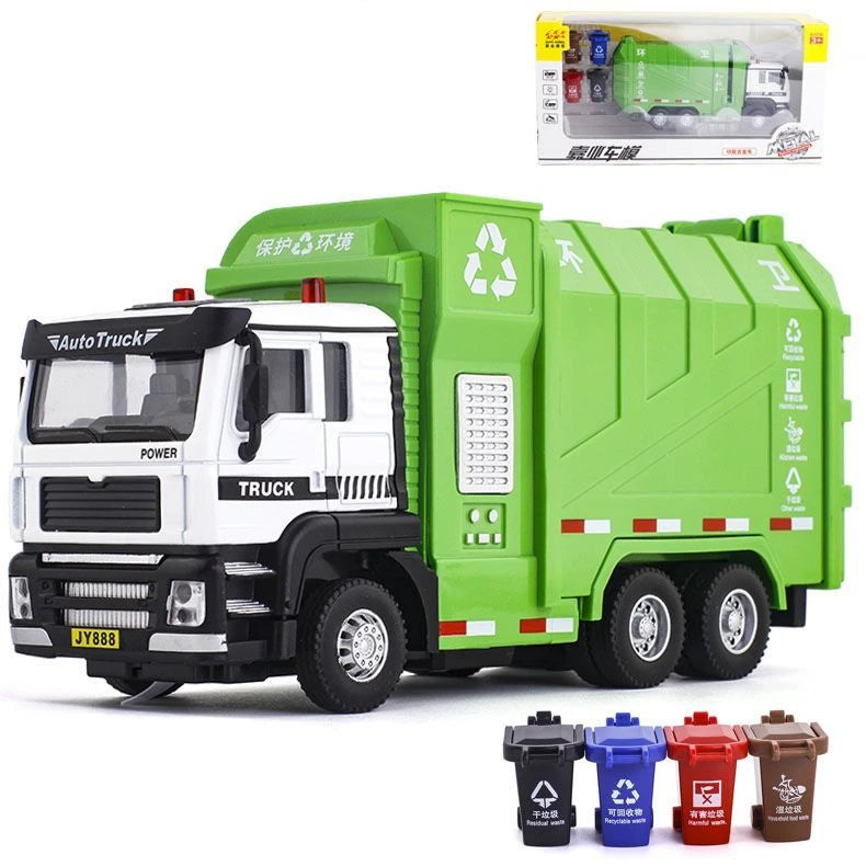 New 1/32 City Garbage Truck Car Model Diecasts Metal Garbage Sorting Sanitation Vehicle Car Model Sound and Light Kids Toys Gift With retail box - IHavePaws