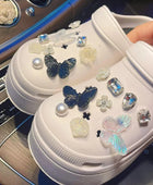 DIY Butterfly Pearl Diamond Shoe Charms for Crocs Clogs Slides Sandals Garden Shoes Decorations Charm Set Accessories Kids Gifts - IHavePaws