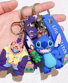 Cartoon Lilo & Stitch Silicone Pendant Keychain for Women Men Fans Lovely Pink Blue Purple Stitch Angel Keyring Gifts - ihavepaws.com