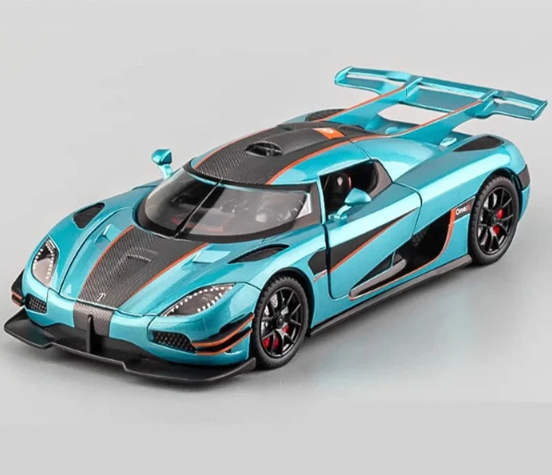 1:24 Koenigsegg ONE 1 Alloy Racing Car Model Diecast Metal Sports Car Vehicle Model Simulation Sound and Light Children Toy Gift Blue - IHavePaws
