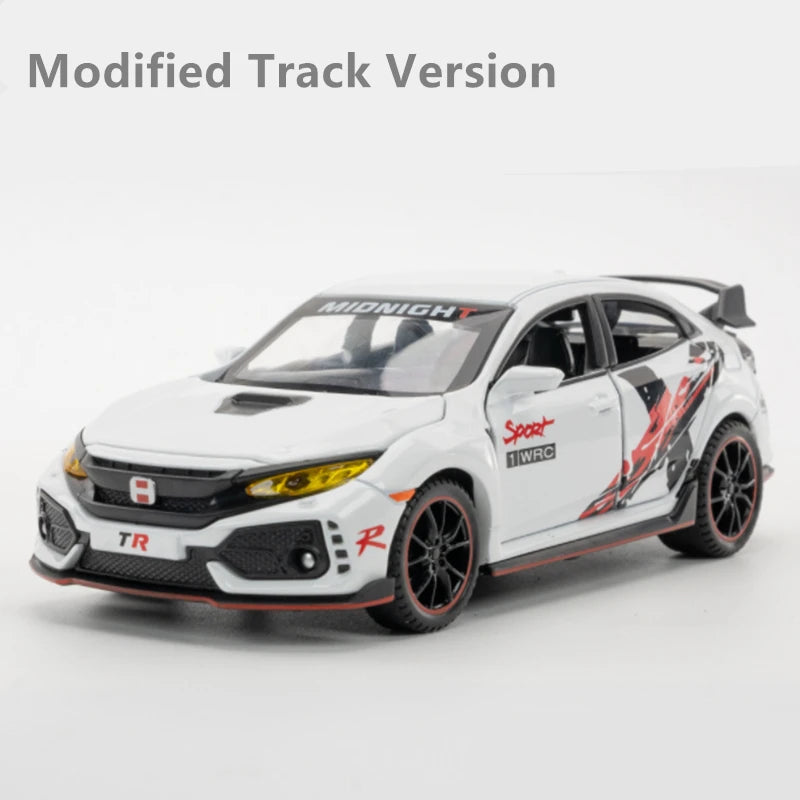 1:32 HONDA CIVIC TYPE-R Alloy Car Model Diecasts & Toy Vehicles Metal Sports Car Model Sound and Light Collection Modified White - IHavePaws