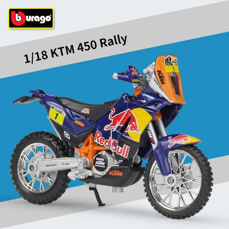 Bburago 1:18 2019 KTM 450 Rally 1 Red Bull Alloy Racing Motorcycle Model Diecast Metal Track Motorcycle Model Childrens Toy Gift - IHavePaws