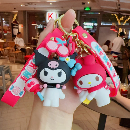Kawaii Sanrio Keychain Kuromi Cinnamoroll Women Bag Pendant Backpack Melody Accessories Hello Kitty Toy Doll Keyring Girl Gift - ihavepaws.com