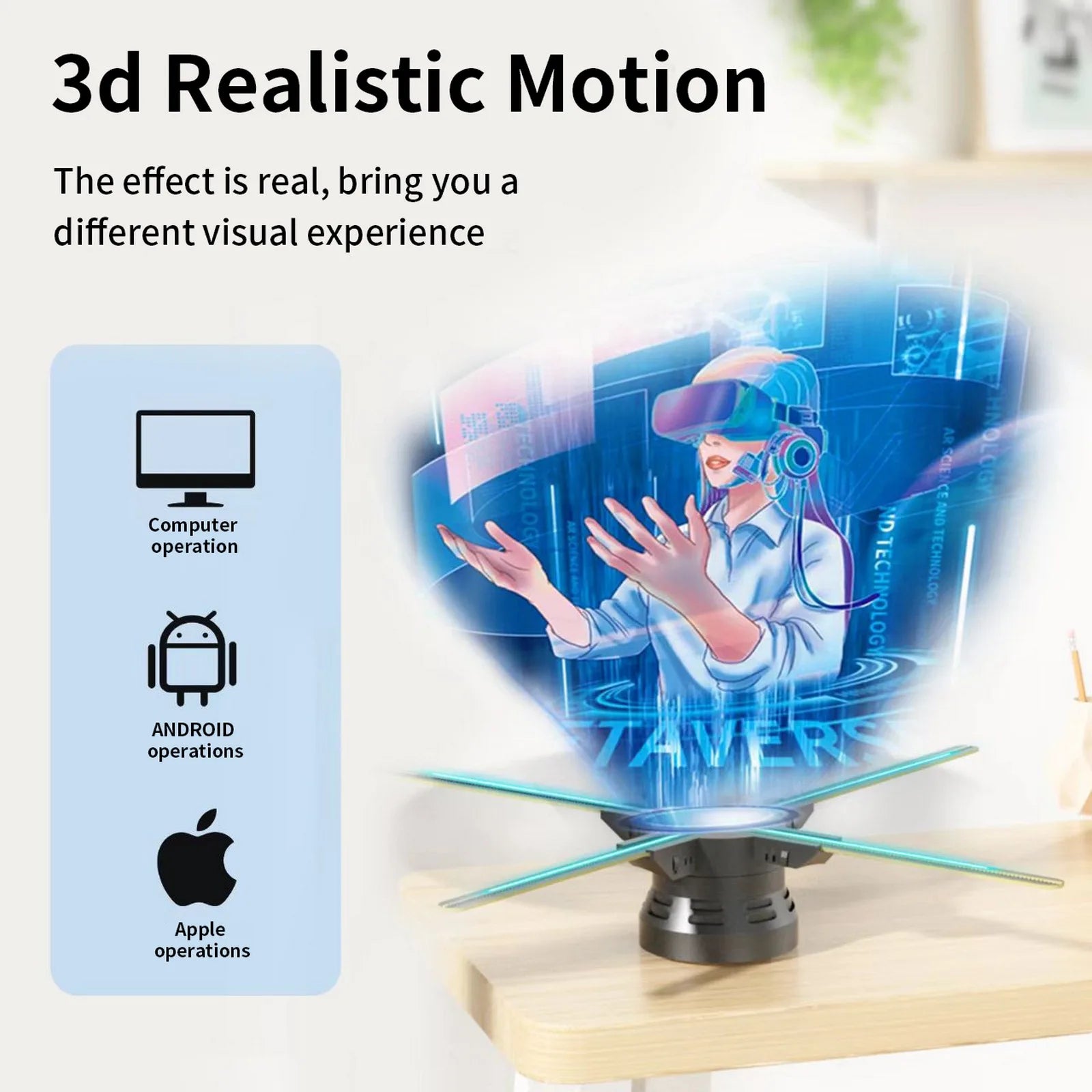 Wifi 3D Hologram Fan Projector 56cm 672 LED Advertising Display Sign Holographic Lamp Picture Video Player Remote - IHavePaws