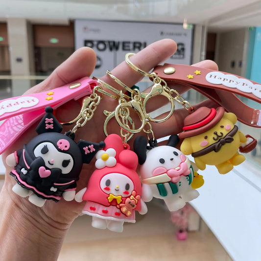 Kawaii HelloKitty Keychain Cute Cartoon Kuromi Doll Pendant Car Keyring Schoolbag Decoration Ornaments Jewelry Gifts for Friends - ihavepaws.com