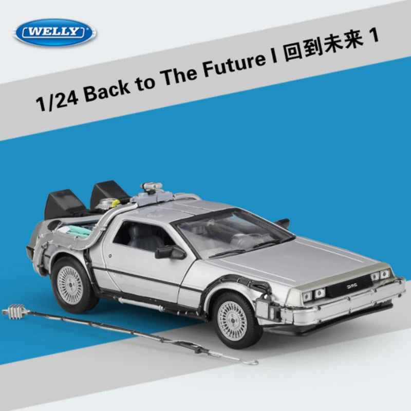Welly 1:24 DMC-12 DeLorean Time Machine Back to the Future Car Model Diecast Metal Car Model Simulation Collection Kids Toy Gift Future 1 version - IHavePaws
