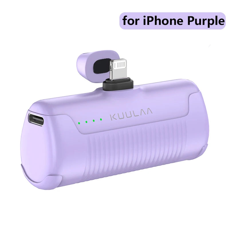 KUULAA Mini Power Bank 4500mAh - Portable Charger for iPhone 15/14/13/12 Pro Max & Samsung/Xiaomi - External Battery PowerBank For iPhone Purple - IHavePaws