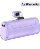KUULAA Mini Power Bank 4500mAh - Portable Charger for iPhone 15/14/13/12 Pro Max & Samsung/Xiaomi - External Battery PowerBank For iPhone Purple - IHavePaws