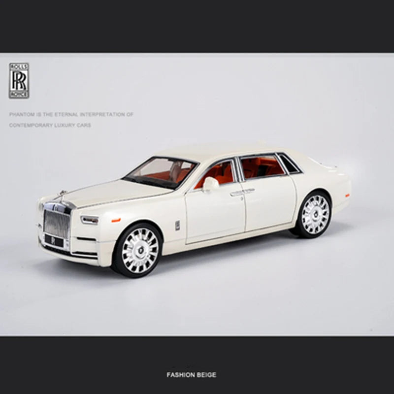 2022 New 1/18 Rolls-Royce Phantom Alloy Luxy Car Model Diecast Metal Toy Vehicles Car Model Simulation Sound and Light Kids Gift White - IHavePaws