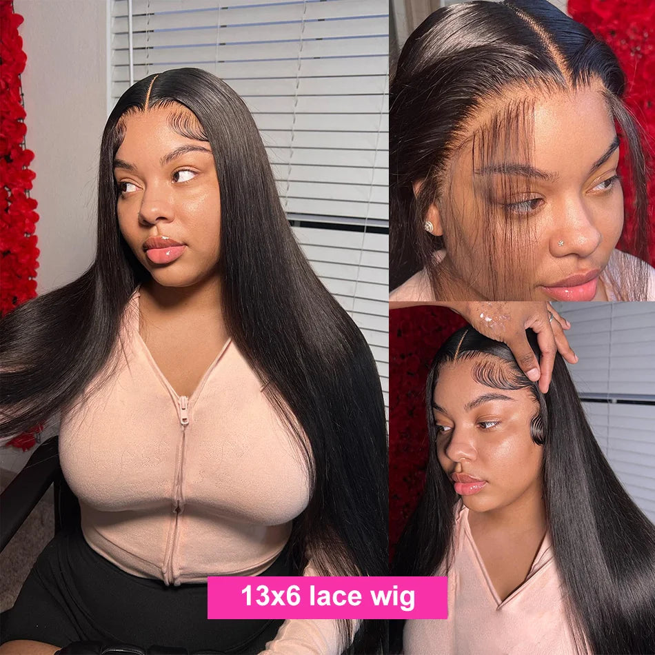 Bone Straight Glueless Human Hair Wig 5x5 HD Transparent Pre Cut Lace Closure Wig 4x6 Brazilian Wear and Go HD Lace Frontal Wigs