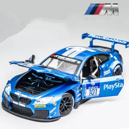1:24 BMW CSL Alloy Track Racing Car Model Diecast Metal Toy Car Sports Model Simulation Sound and Light Collection Children Gift M6 GT3 101 - IHavePaws